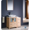 Fresca FVN62-2412LO-VSL Torino 36" Modern Bathroom Vanity with Side Cabinet and Vessel Sink in Light Oak
