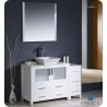 Fresca FVN62-3612WH-VSL Torino 48" Modern Bathroom Vanity with Side Cabinet and Vessel Sink in White