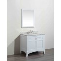 Eviva New York 36" White Bathroom Vanity, with White Marble Carrera Counter-top, &amp; Sink