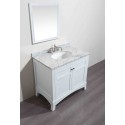 Eviva New York 36" White Bathroom Vanity, with White Marble Carrera Counter-top, &amp; Sink