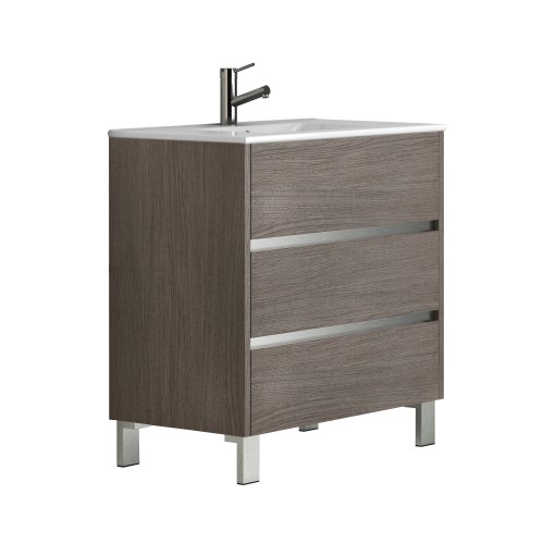 Eviva Escorpio® 32" Medium Oak Modern Bathroom Vanity Wall Mount with White Integrated Porcelain Sink