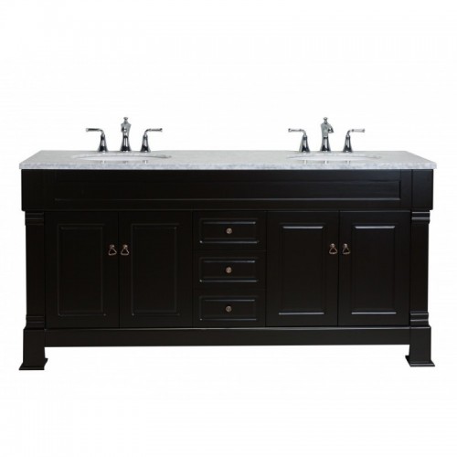 Totti Alfredo 72 inch Traditional Bathroom Vanity with White Carrera Marble Counter-top