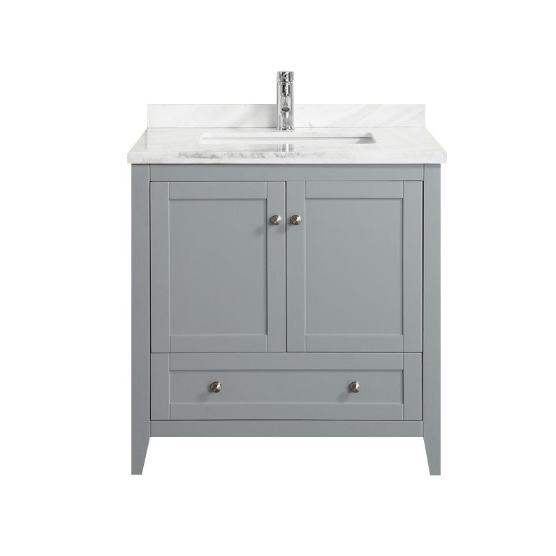 Eviva Lime? 36" Bathroom Vanity Grey with White Jazz Marble Carrera Top