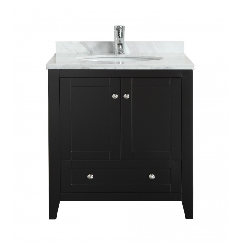 Eviva Lime? 24" Bathroom Vanity Espresso with White Marble Carrera Top