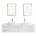 Totti Wave 60 inch White Modern Double Sink Bathroom Vanity With Counter-Top And Double Sinks