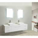 Totti Wave 60 inch White Modern Double Sink Bathroom Vanity With Counter-Top And Double Sinks