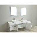 Totti Wave 60 inch White Modern Double Sink Bathroom Vanity With Counter-Top And Double Sinks