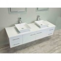 Totti Wave 60 inch White Modern Double Sink Bathroom Vanity With Counter-Top And Double Sinks
