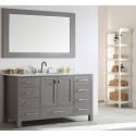 Eviva Aberdeen 60" Transitional Grey Single Bathroom Vanity with White Carrera Countertop