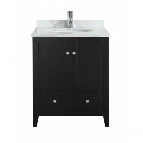 Eviva Lime? 30" Bathroom Vanity Espresso with White Marble Carrera Top