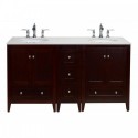 Eviva Lime? 60" Double Sink Bathroom Vanity Teak(Dark Brown) with White Quartz Counter-Top
