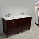 Eviva Lime? 60" Double Sink Bathroom Vanity Teak(Dark Brown) with White Quartz Counter-Top