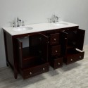 Eviva Lime? 60" Double Sink Bathroom Vanity Teak(Dark Brown) with White Quartz Counter-Top