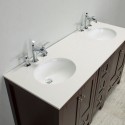 Eviva Lime? 60" Double Sink Bathroom Vanity Teak(Dark Brown) with White Quartz Counter-Top