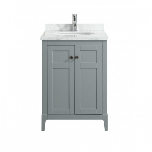 Eviva Lime? 24" Bathroom Vanity Chilled Grey with White Marble Carrera Top
