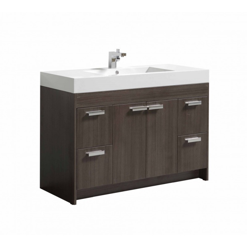 Eviva Lugano 48" Grey Oak Modern Bathroom Vanity with White Integrated Acrylic Sink
