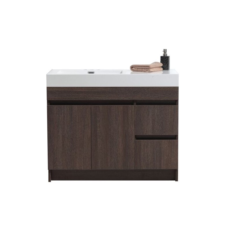 Eviva Beach? 39" Grey Oak Modern Bathroom Vanity Set with Integrated White Acrylic Sink