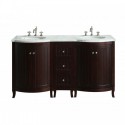 Eviva Odessa Zinx+? Dark Teak 60" Bathroom Vanity with White Carrera Marble Counter-top and Porcelain Sink