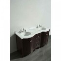 Eviva Odessa Zinx+? Dark Teak 60" Bathroom Vanity with White Carrera Marble Counter-top and Porcelain Sink