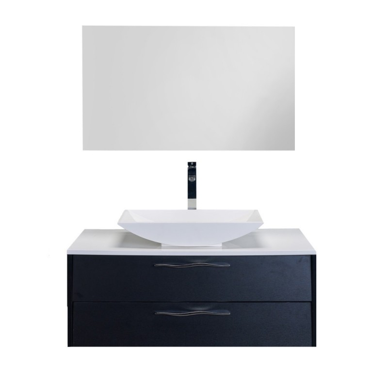 Eviva Zenvi? 39" Black Wood Modern Bathroom Vanity Set with Overmount White Acrylic Sink