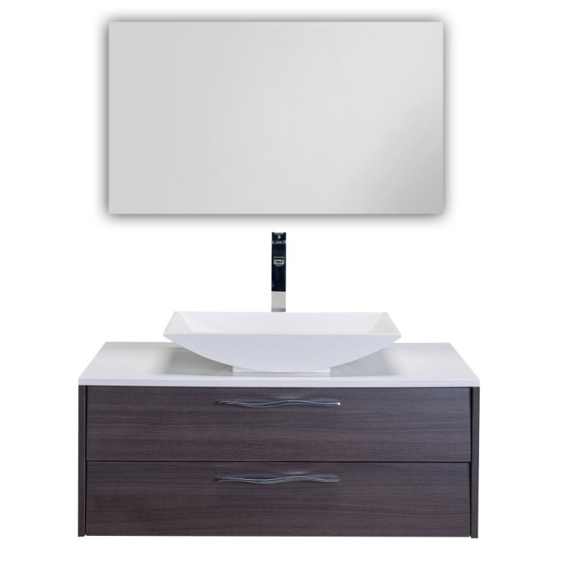 Eviva Zenvi? 39" Grey Oak Modern Bathroom Vanity Set with Overmount White Acrylic Sink
