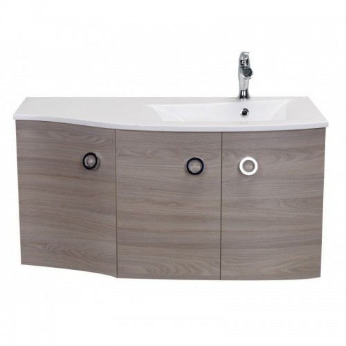 Eviva Romina? 42" Medium Grey Oak Modern Bathroom Vanity with White Porcelain White Top