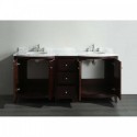 Eviva Odessa Zinx+? Dark Teak 72" Bathroom Vanity with White Carrera Marble Counter-top and Porcelain Sink