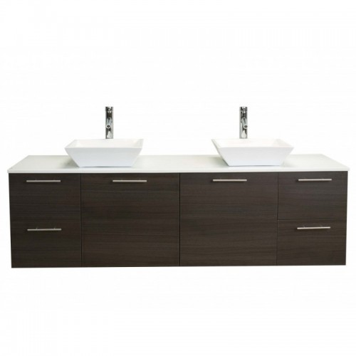 Eviva Luxury 72 inch Grey Oak bathroom vanity with top