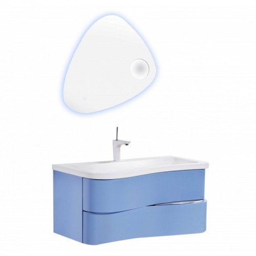 Eviva Touch 36" Blue Wall Mount Modern Bathroom Vanity with White Integrated Acrylic Sink