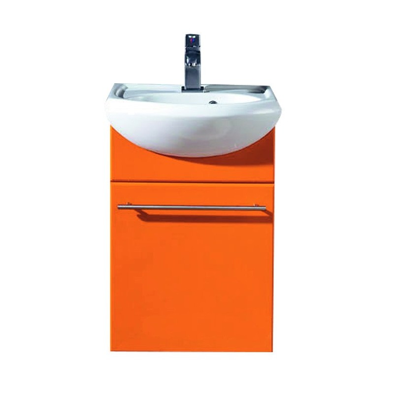 Eviva Venti 18" Wall Mount Orange Modern Bathroom Vanity with White Integrated Porcelain Sink
