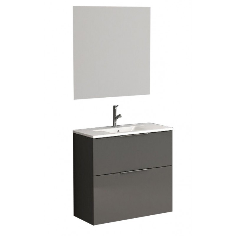 Eviva Galsaky 24" Grey Modern Bathroom Vanity Wall Mount with White Integrated Porcelain Sink