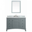 Eviva New York 48" Grey Bathroom Vanity, with White Marble Carrera Counter-top, & Sink