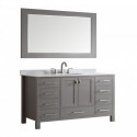 Eviva Aberdeen 60" Transitional Grey Single Bathroom Vanity with White Carrera Countertop