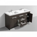 Eviva Lugano 60" Grey Oak Modern Bathroom Vanity with White Integrated Acrylic Double Sink