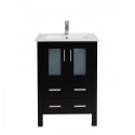 Eviva Vines 24" Espresso Bathroom Vanity with Integrated White Porcelain Sink