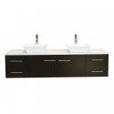 Totti Wave 60 inch Espresso Modern Double Sink Bathroom Vanity With Counter-Top And Double Sinks