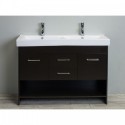 Totti Gloria 48 inch Espresso Double Sink Bathroom Vanity with White Integrated Double Porcelain Sink