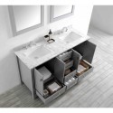 Eviva Aberdeen 60" Transitional Grey Bathroom Vanity with White Carrera Countertop & Double Square Sinks