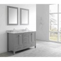 Eviva Aberdeen 60" Transitional Grey Bathroom Vanity with White Carrera Countertop & Double Square Sinks