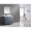 London 36" Vanity in Gray with Marble Vanity Top in Carrera White with White Basin and Mirror