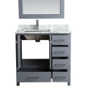 London 36" Vanity in Gray with Marble Vanity Top in Carrera White with White Basin and Mirror