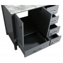 London 36" Vanity in Gray with Marble Vanity Top in Carrera White with White Basin and Mirror