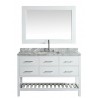London 54" Single Sink Vanity Set in White with White Carrera Marble Top