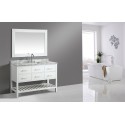 London 54" Single Sink Vanity Set in White with White Carrera Marble Top