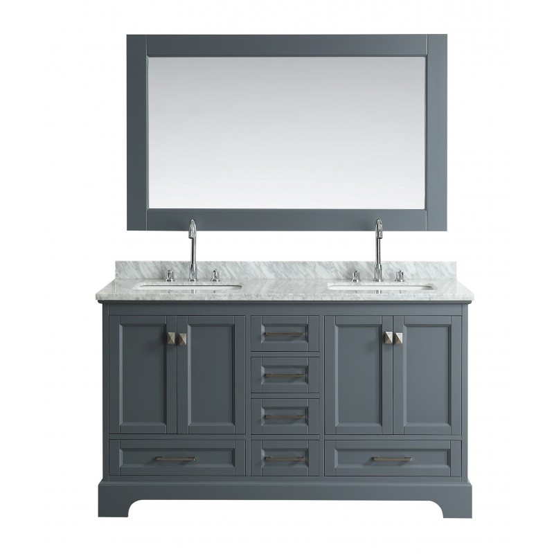 Omega 61" Double Sink Vanity in Gray