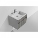 Eviva Ashy 24" Wall Mount Modern Bathroom Vanity Set Ash Gray (Grey) with White Integrated Sink