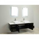Totti Wave 60 inch Espresso Modern Double Sink Bathroom Vanity With Counter-Top And Double Sinks