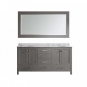 Eviva Aberdeen 72" Transitional Grey Bathroom Vanity with White Carrera Countertop & Double Square Sinks