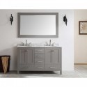 Eviva Aberdeen 72" Transitional Grey Bathroom Vanity with White Carrera Countertop & Double Square Sinks
