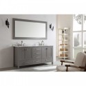 Eviva Aberdeen 72" Transitional Grey Bathroom Vanity with White Carrera Countertop & Double Square Sinks